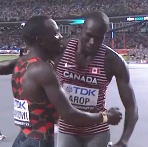 Arop and Wanyoni congratulate each other