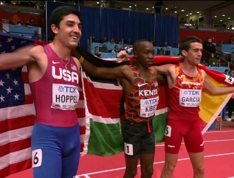 The three medal winners of the 2022 World Indoor 800m