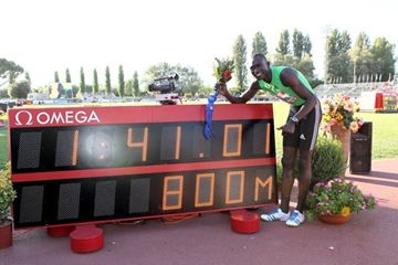 David Rudisha with his new WR time