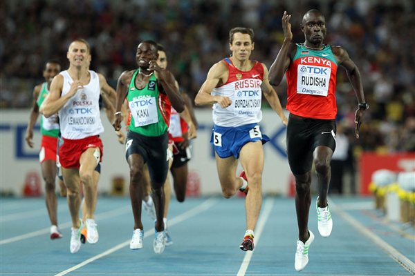 Rudisha celebrates, Kaki takes silver ahead of Borzakovskiy. Lewandowski has to settle for fourth