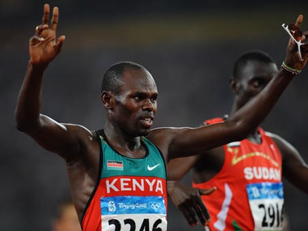 Bungei celebrates his Olympic victory