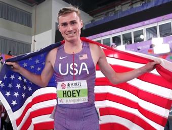 Josh Hoey celebrates his victory