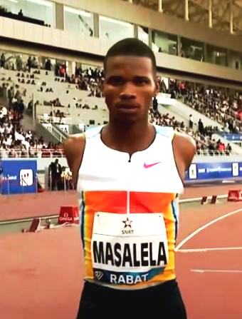 Tshepiso Masalela concentrates before the start