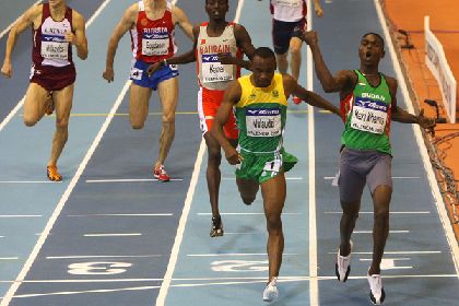 Abubaker Kaki celebrates his World Indoor Title
